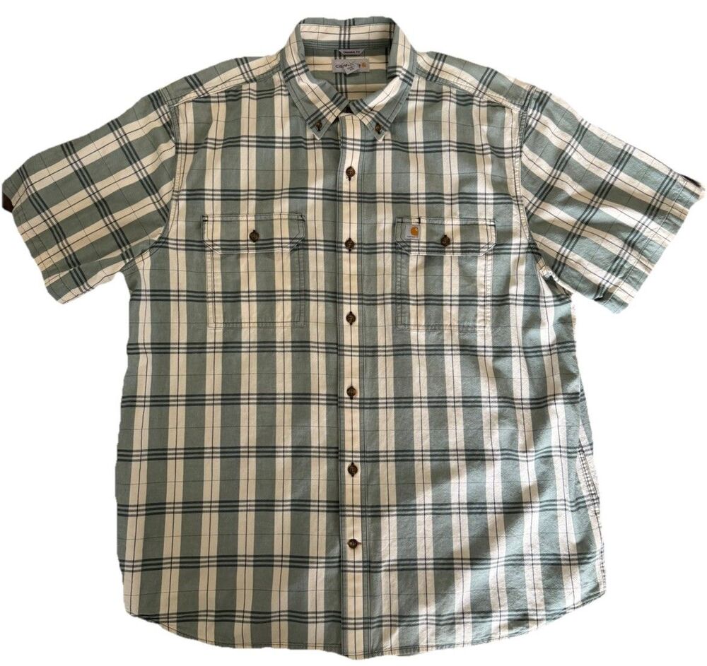 Carhartt Shirt Mens XL Green Plaid Button-Down Original Fit 104175 MKG (0723)